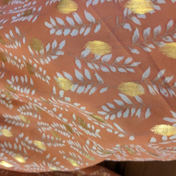 Bigyonger Sheer Shirred High Neck Blouse With Metallic Accents Red Bean Paste - Picture 9 of 11